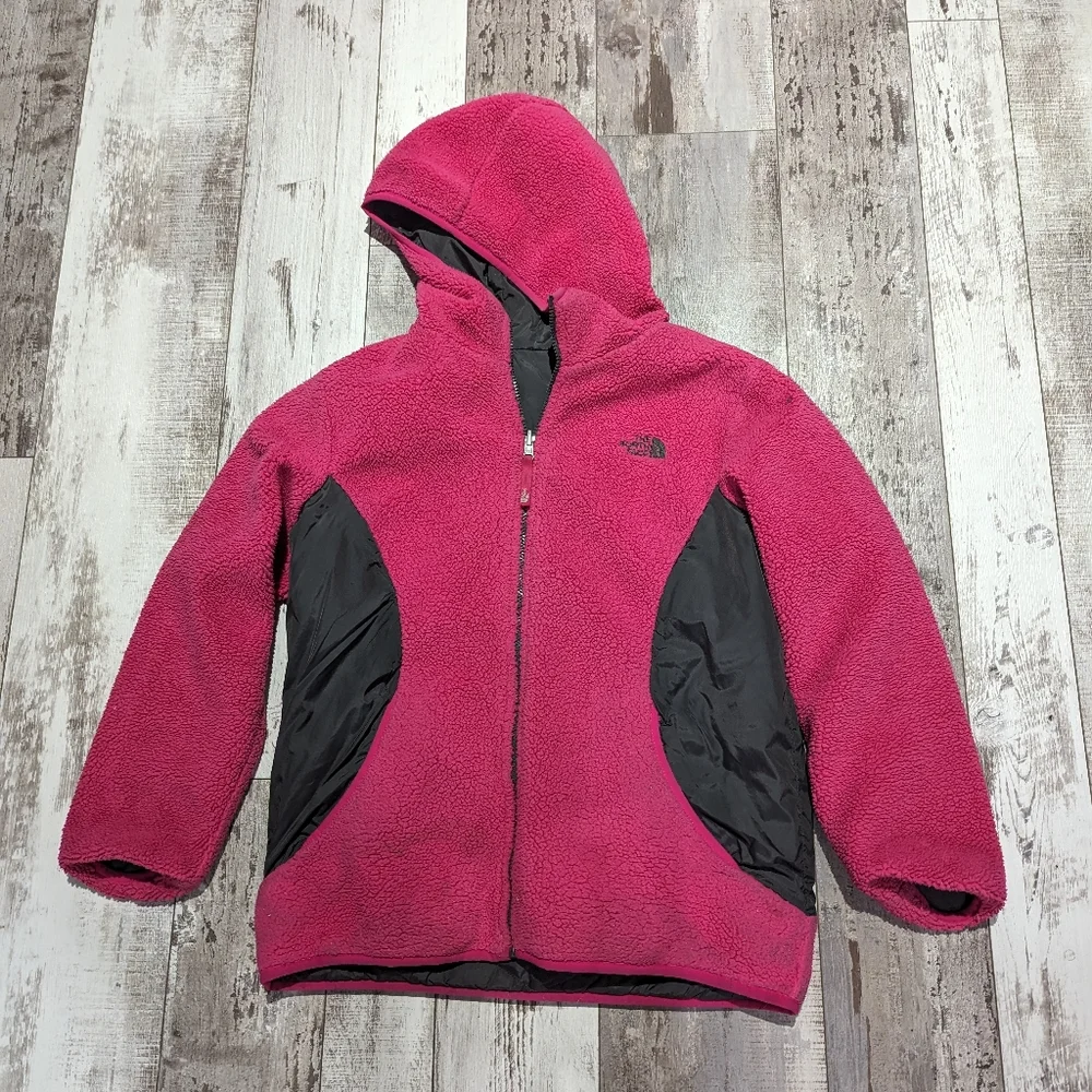 The north face jacket reversible‎ fleece nylon girls size xl